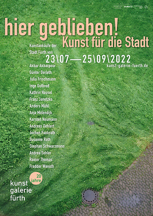 Plakat zur Ausstellung „hier geblieben! – Kunst für die Stadt“